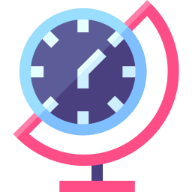 For All Time Logo - A Clock tilted like a globe